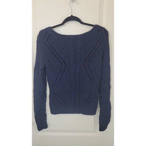 American Eagle Navy Blue Knit Long Sleeve Sweater - Picture 2 of 4